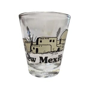 New Mexico Souvenir Shot Glass Pueblo Desert Scene Taiwan